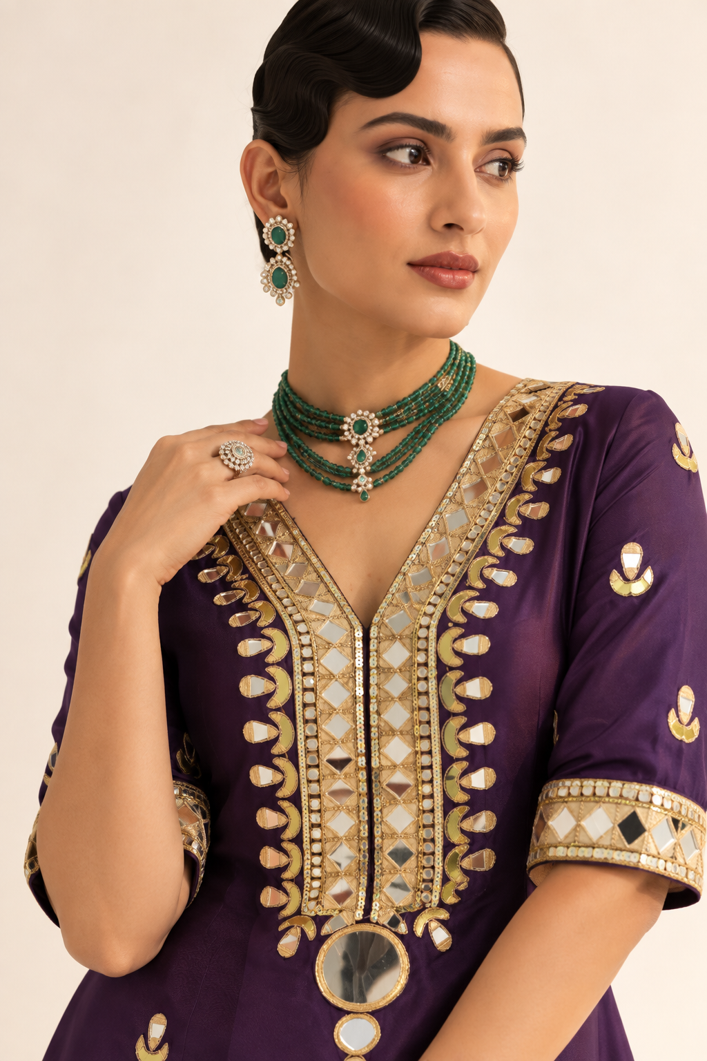 Meher Purple Draped Saree Set