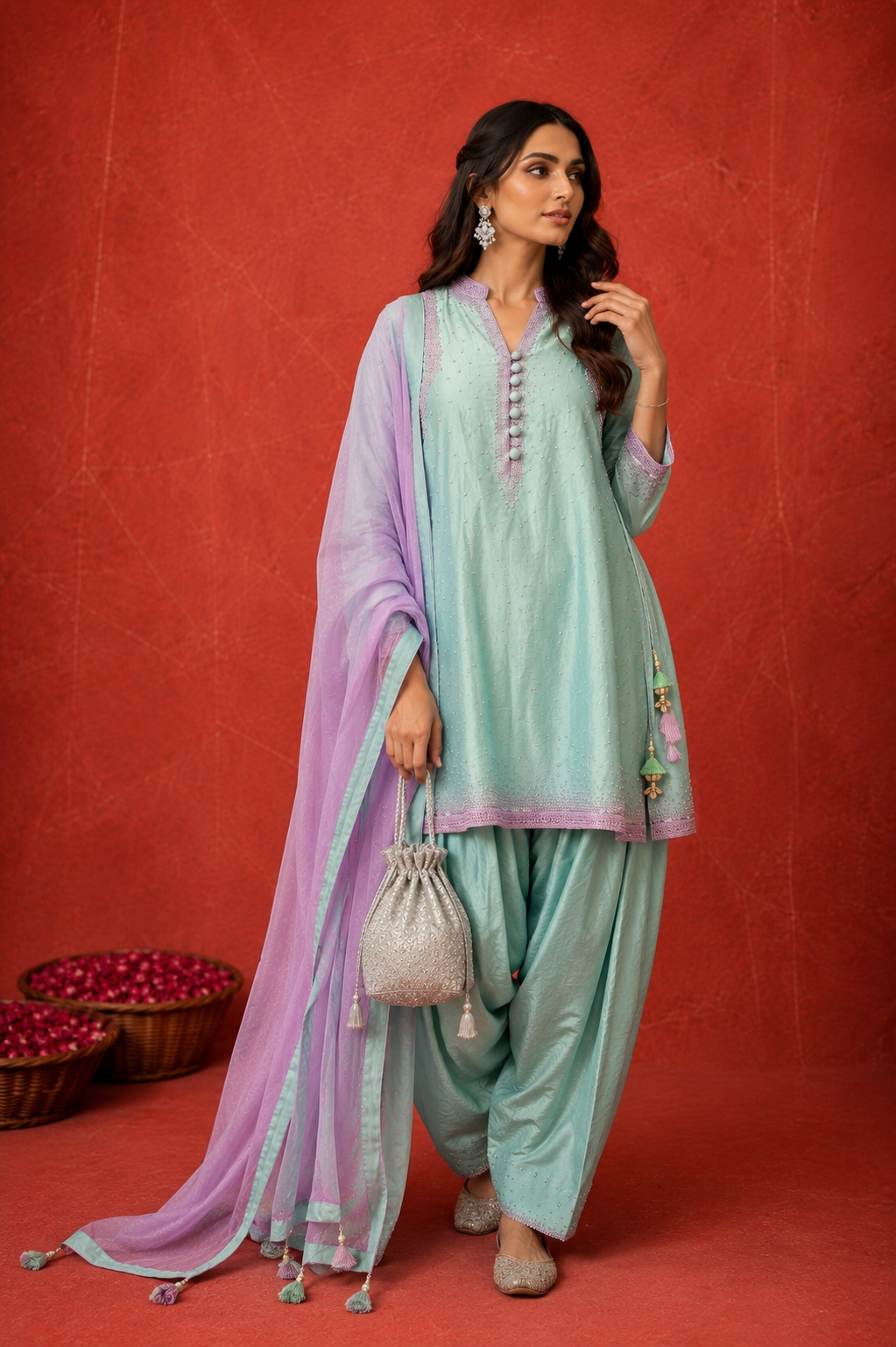 Gulabo Pastel Patiala Set