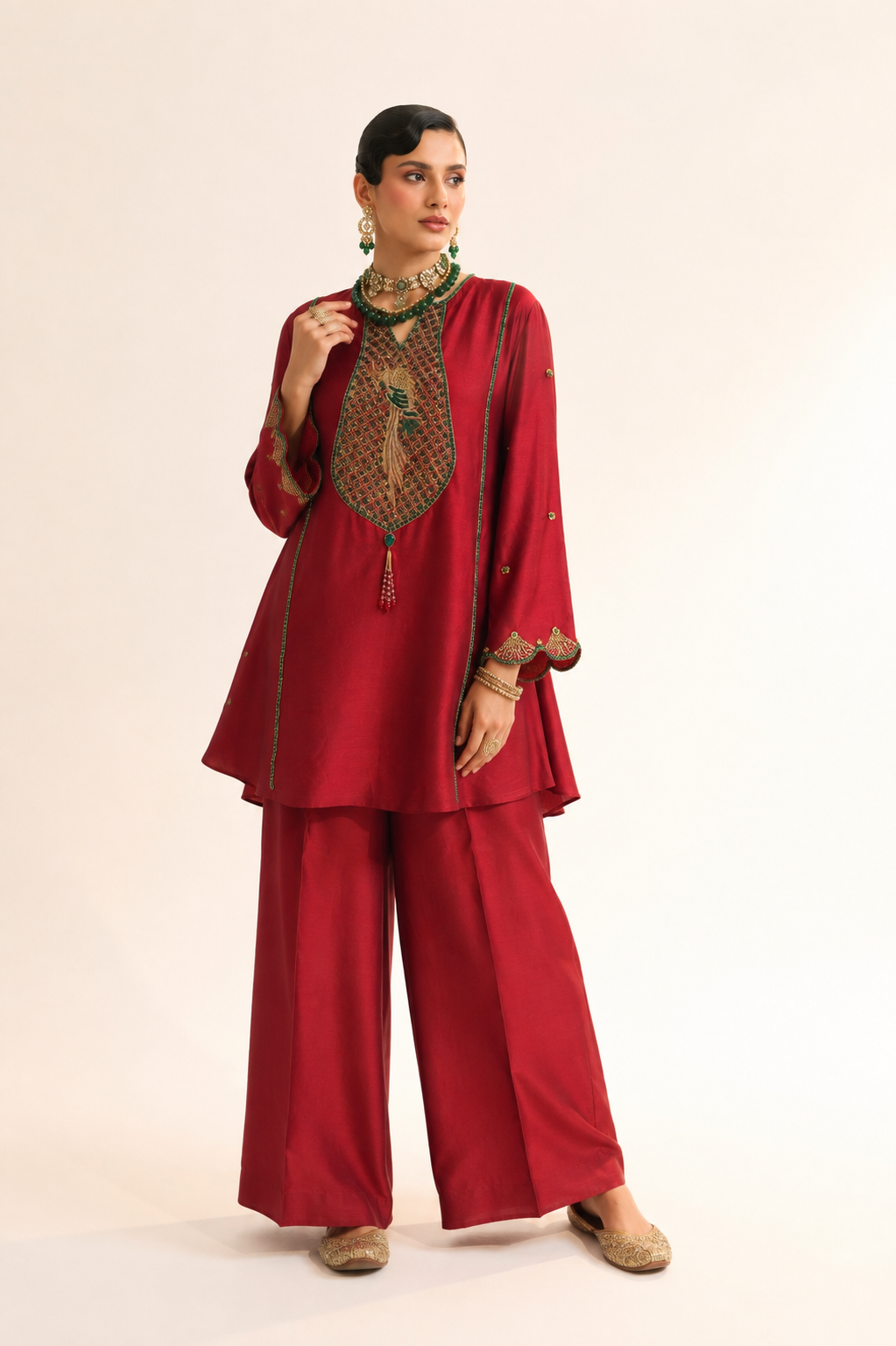 Mor Bagh Red Kurta Set