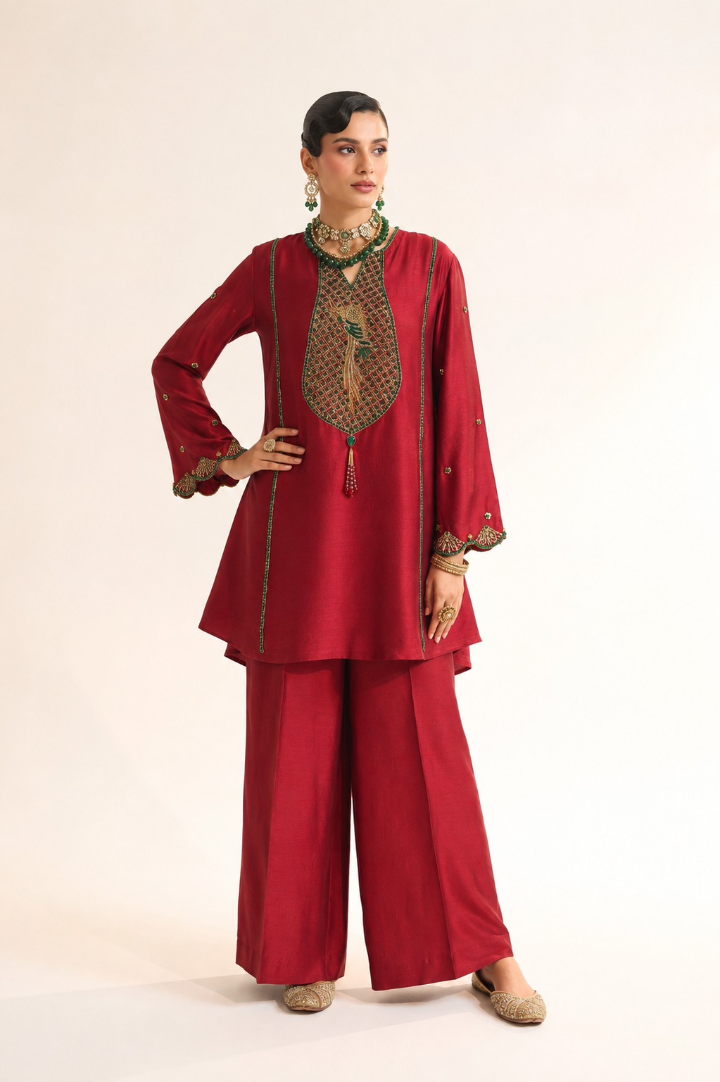 Mor Bagh Red Kurta Set