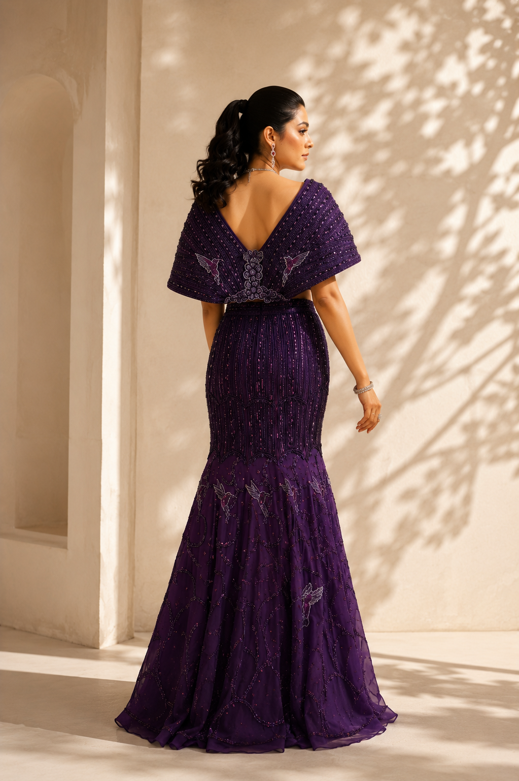 Jamawar Purple Mermaid Lehenga Set
