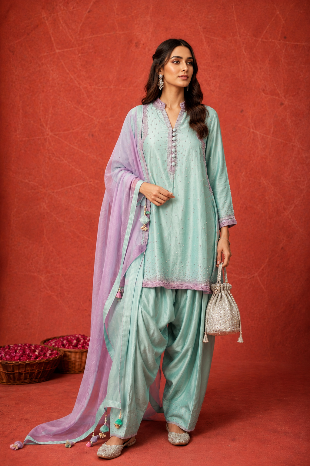Gulabo Pastel Patiala Set