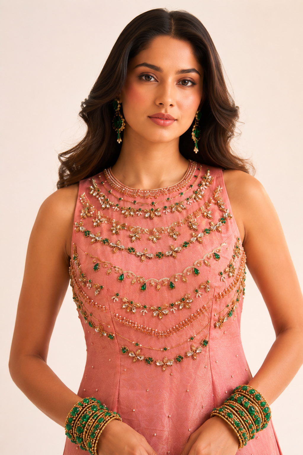 Rosé Emerald Tissue Sharara Set