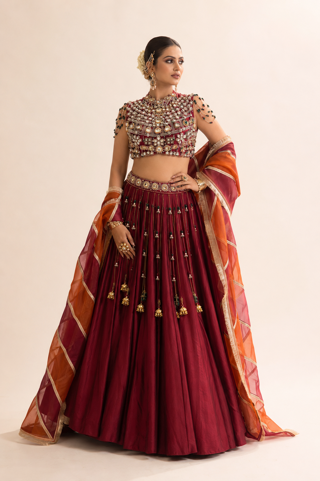 Gulnaar Kundan Lehenga Set