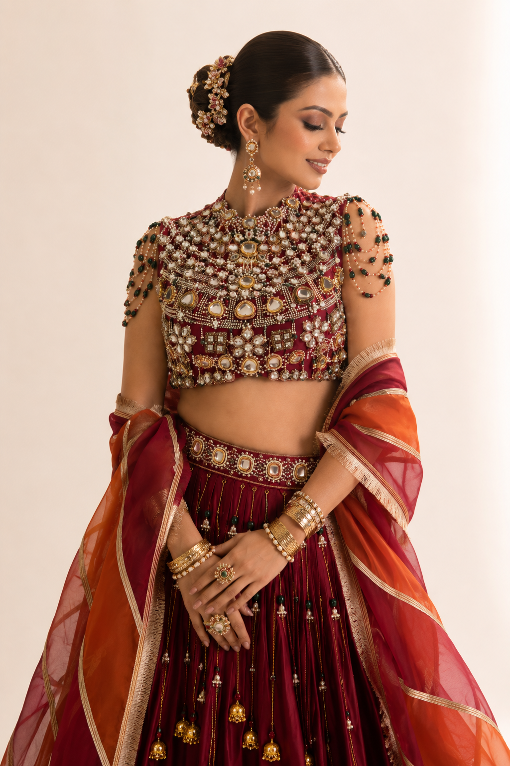Gulnaar Kundan Lehenga Set