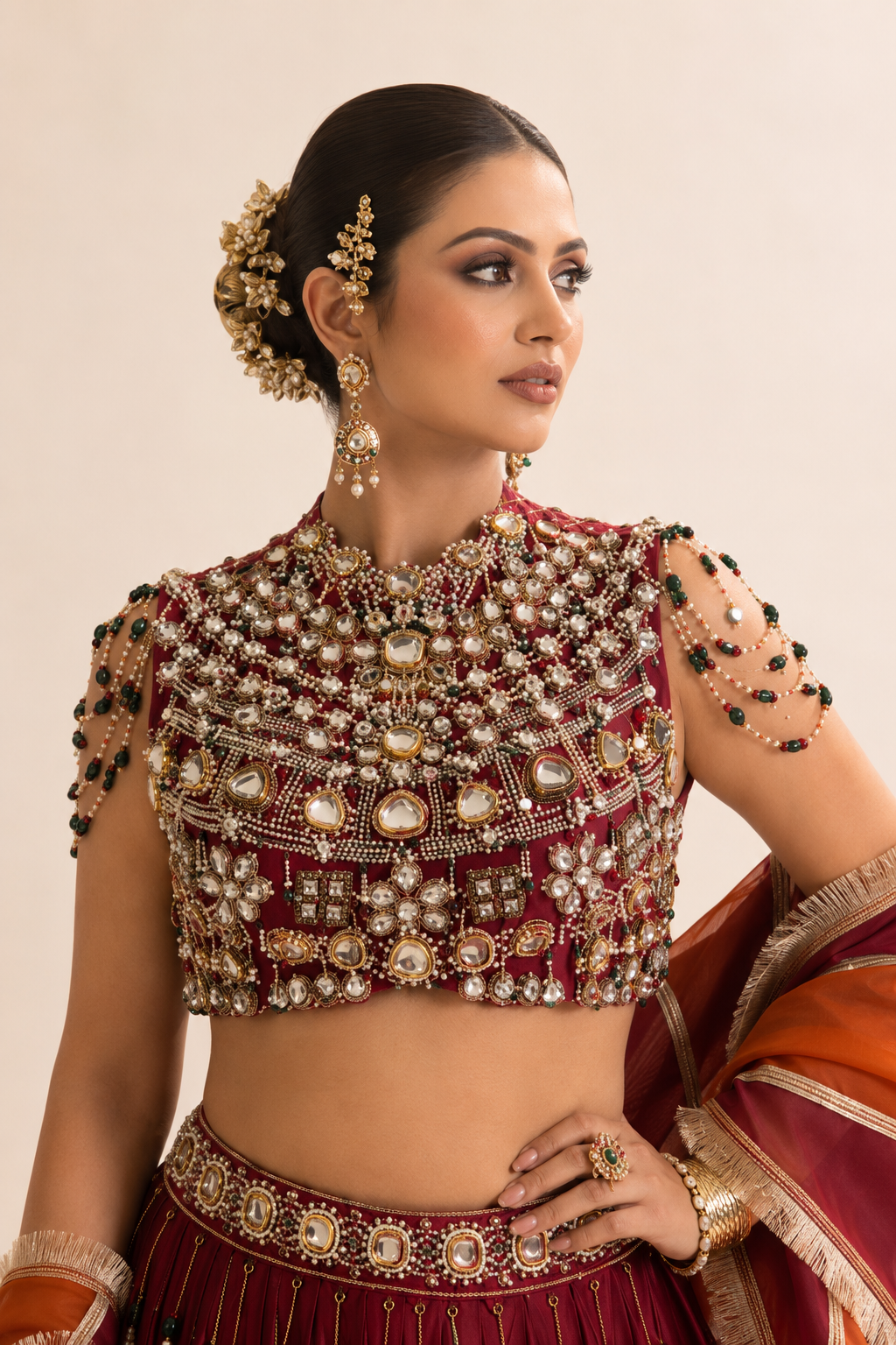 Gulnaar Kundan Lehenga Set